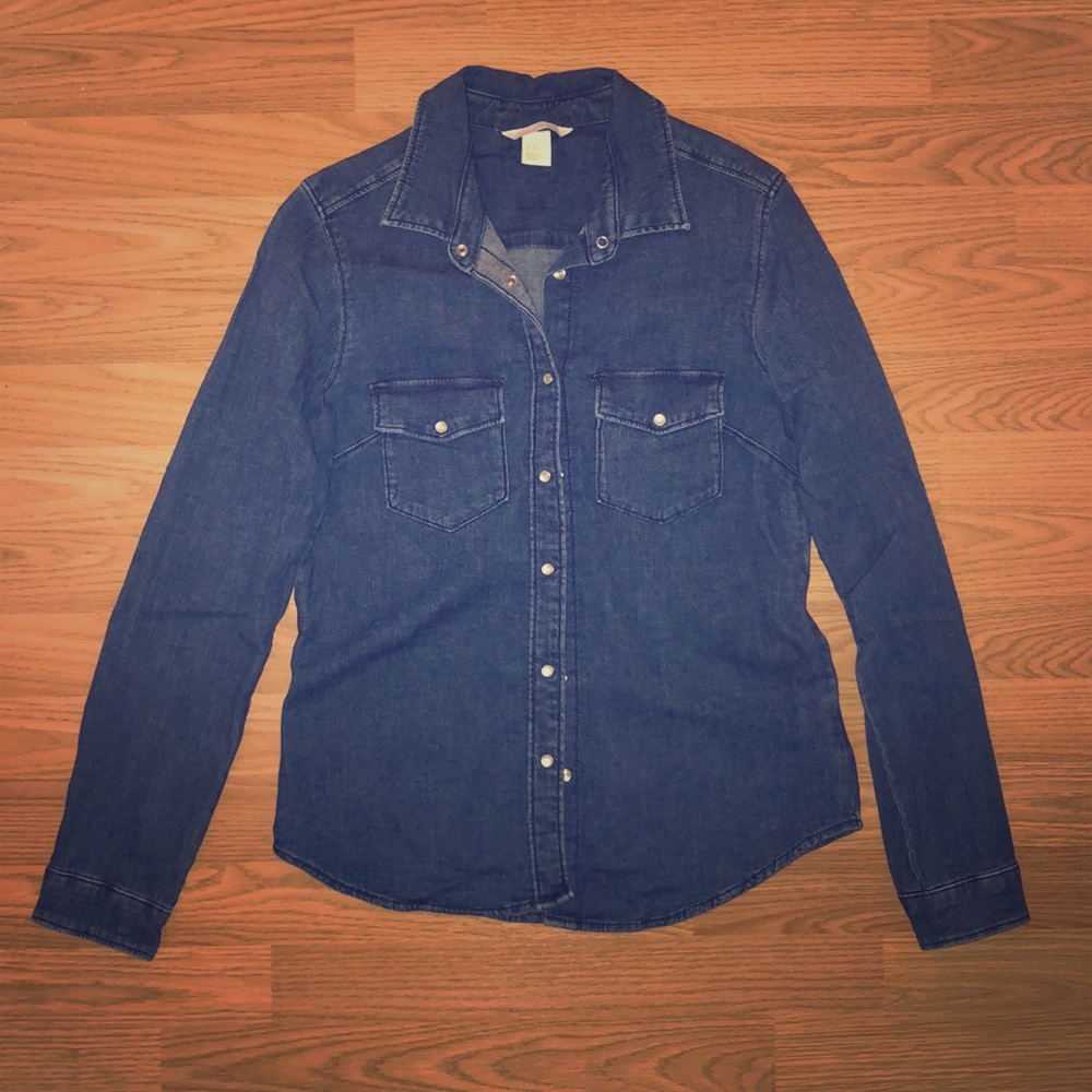 Dark denim button up